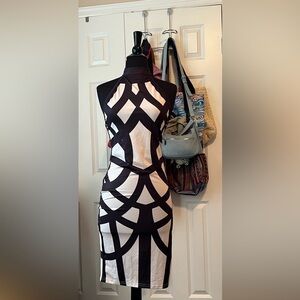 CBR Black and White Geometric Backless Dress